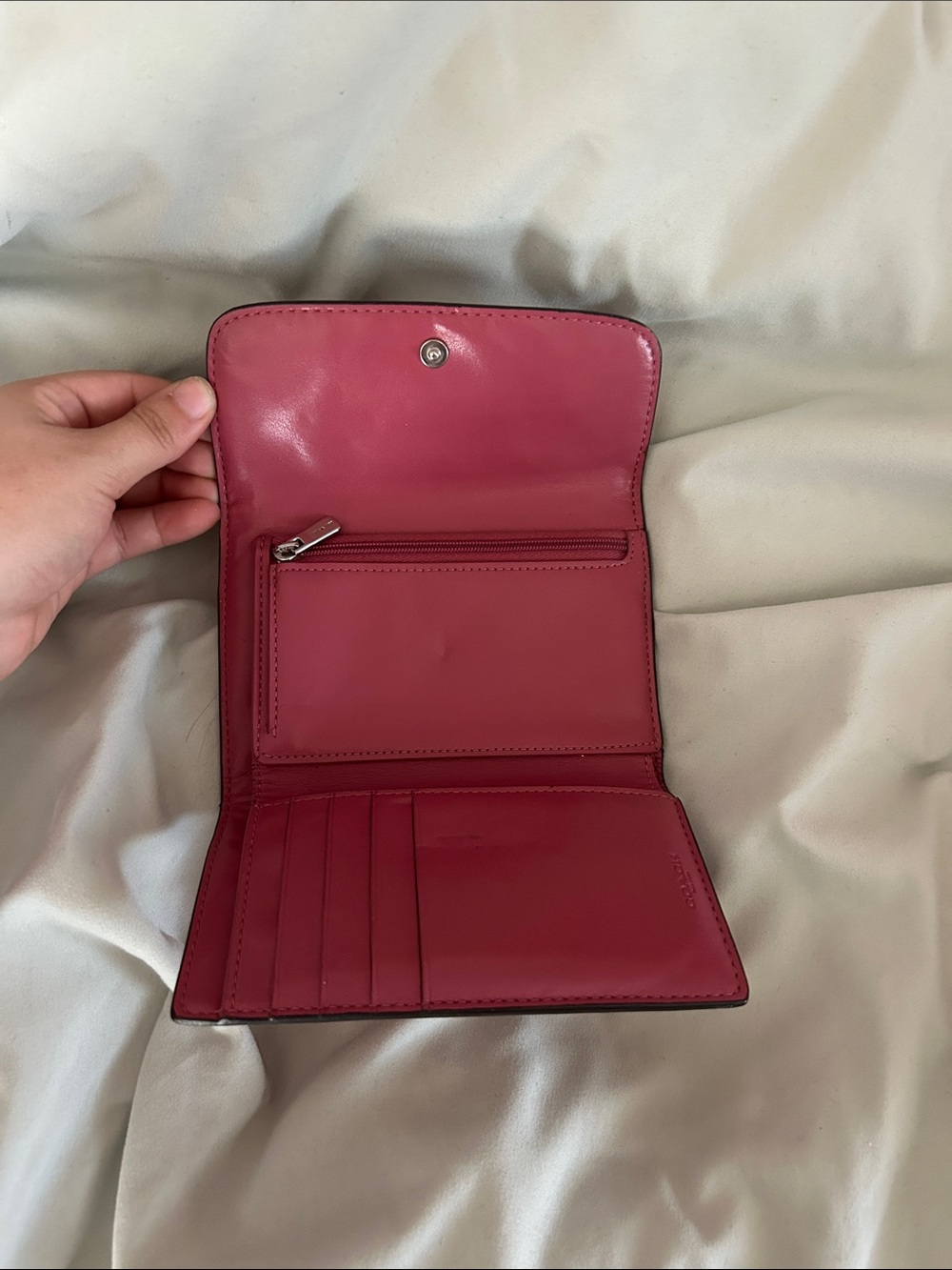 Coach Small Ostrich-Embossed Wallet in Berry Pink - Picture 2 of 3